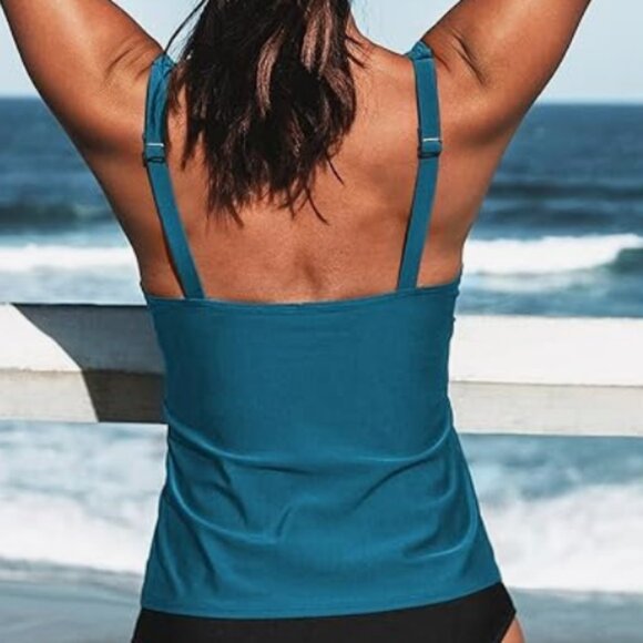 Firpearl | Tankini Top Only Ruched Blue Coral Size 10 NWT - Picture 4 of 7